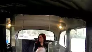 Cab driver cums for busty redhead