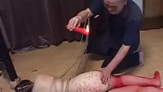 Voluptuous Japanese BDSM hot wax on big butt
