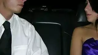 Tight teen babe sucks off and gets fucked in the limousine