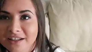 Cute Eurobabe flashes tits and banged for some money